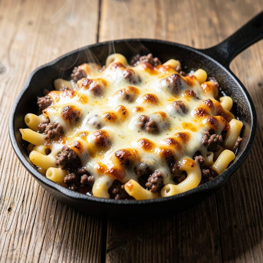 Baked Mac and Cheese With Ground Beef Recipe: One-Pan Cheesy Beef Melt Magic