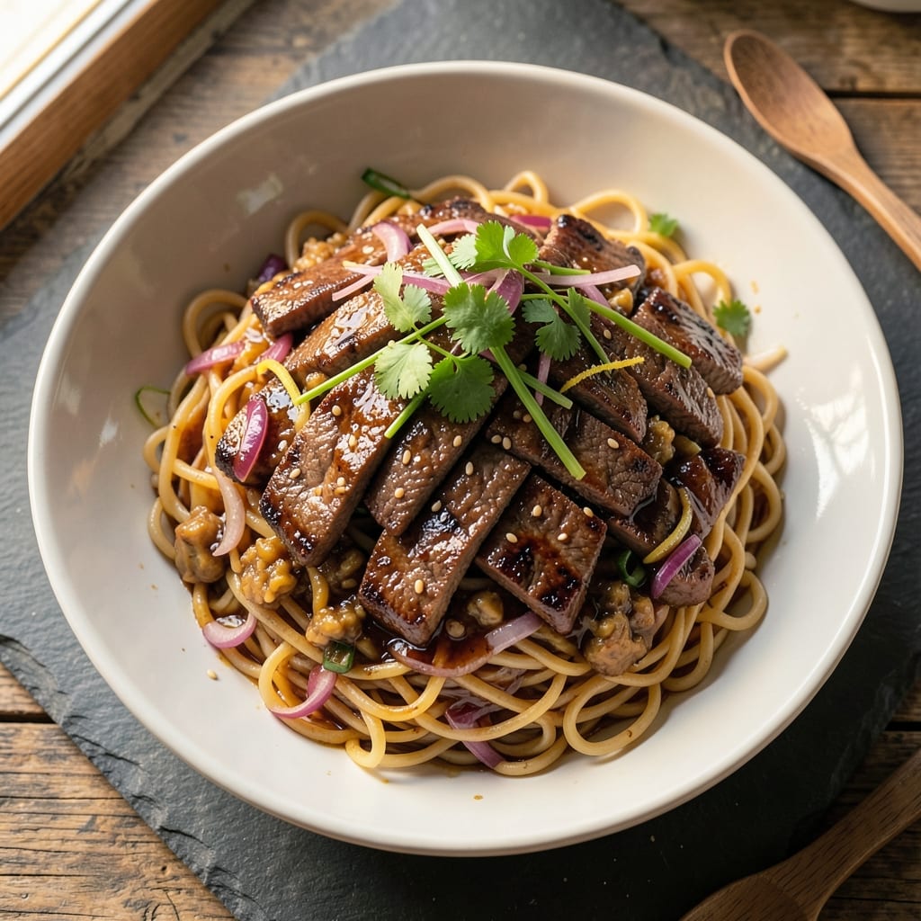 Asian Beef Stir Fry Recipe with Noodles: Wok-Hot Noodles and Caramelized Beef Bites