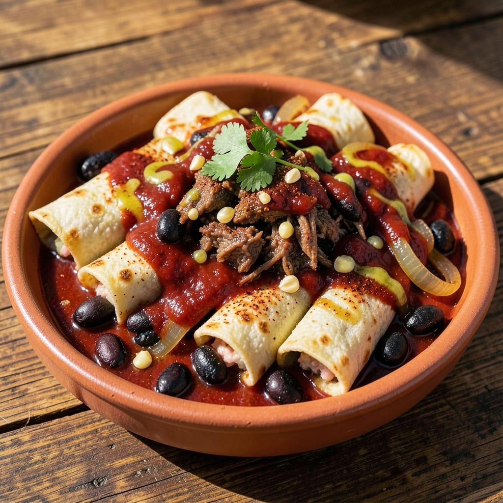 Authentic Beef Enchiladas Recipe With Red Sauce: Smoky Tortilla Hugs and Melty Cheese Layers