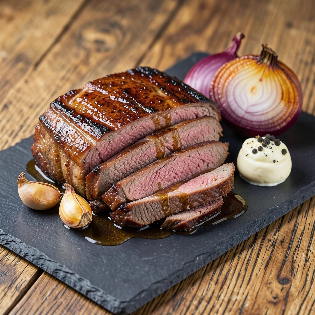 American Roast Beef Recipe: Au Jus-Poached Tenderness with Crispy Pan Crust
