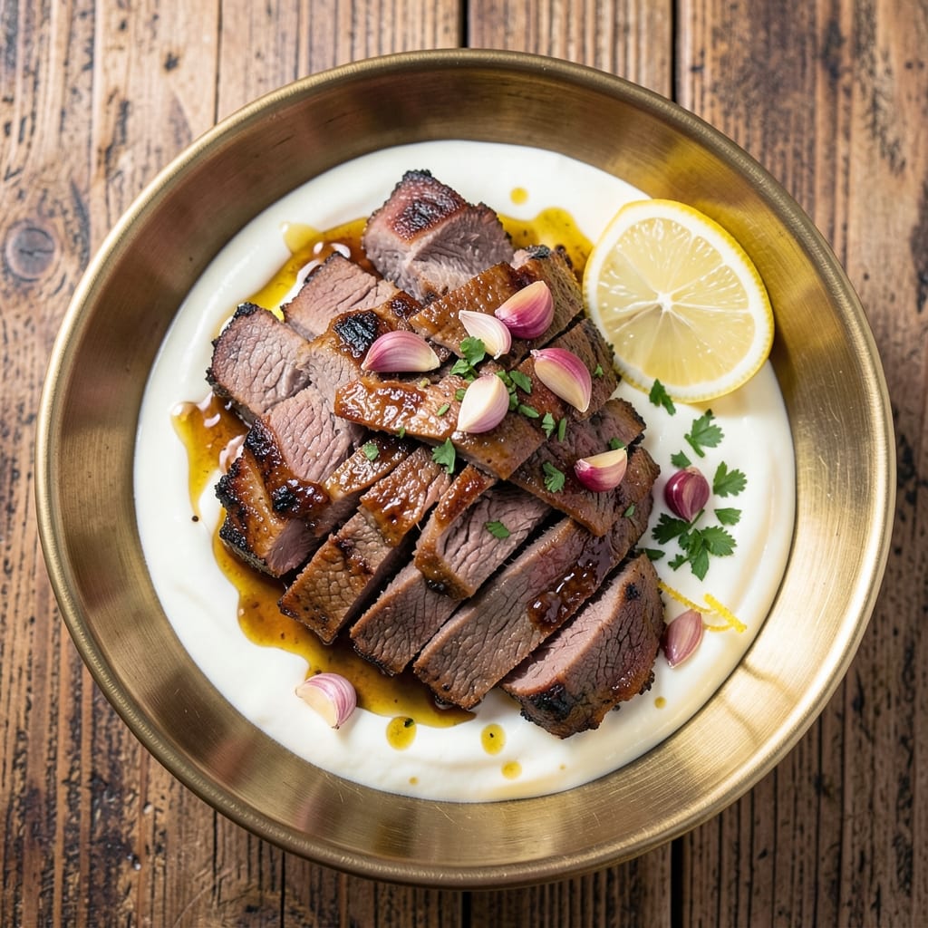Arabic Beef Shawarma Recipe: Spiced Yogurt-Marinated Stacks With Charred Crust