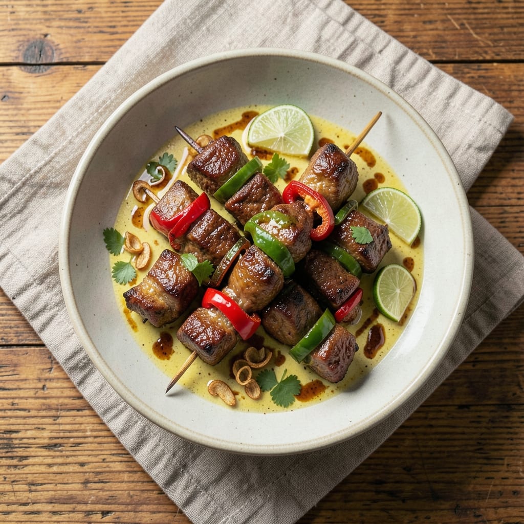 Banyan Beef Skewers Recipe: Coconut Curry Marinated Bites with Charred Crust