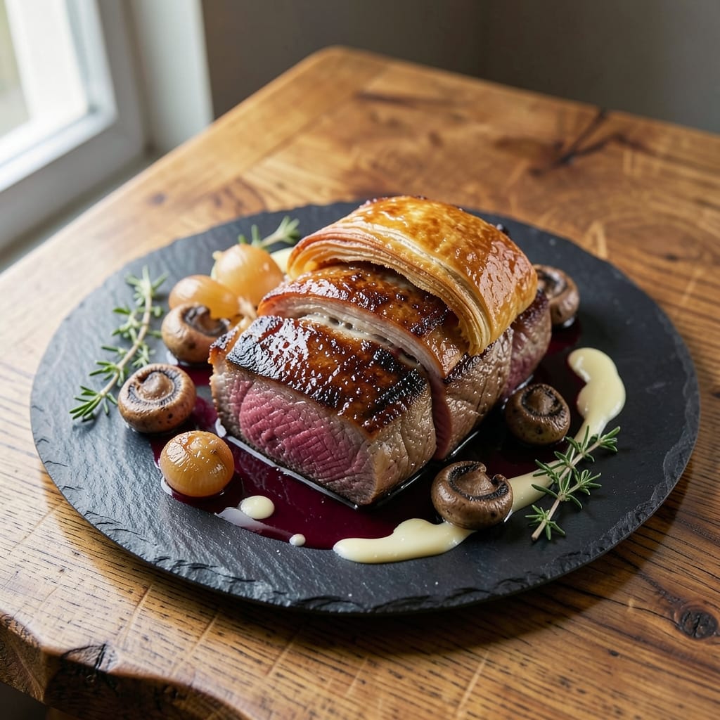 5 Star Beef Wellington Recipe: Flaky Pastry Hugs Juicy Mushroom-Duxelles Heart